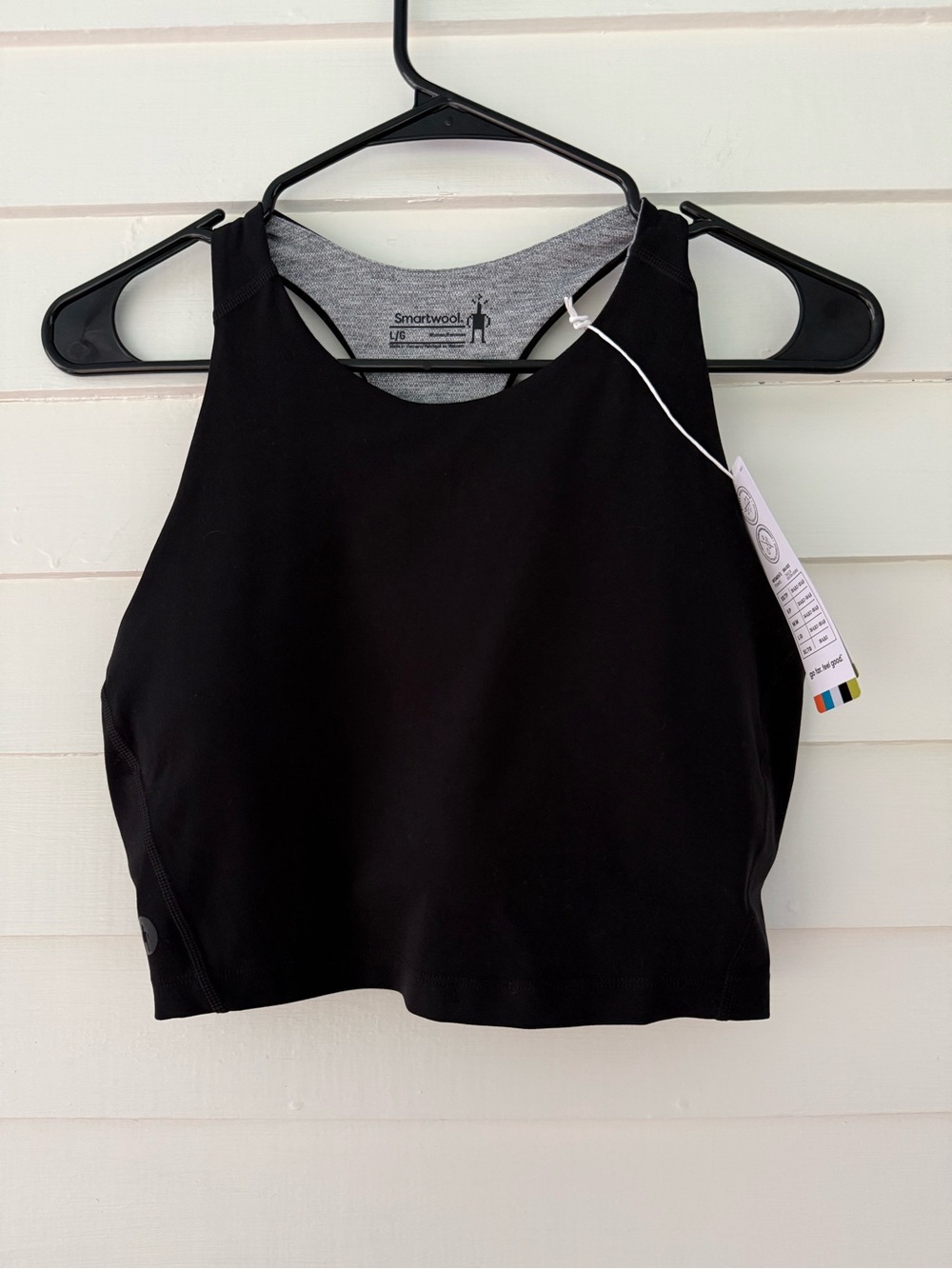 Smartwool | NWT Women’s Active Crop Bra Black Merino Blend Racerback Size Large